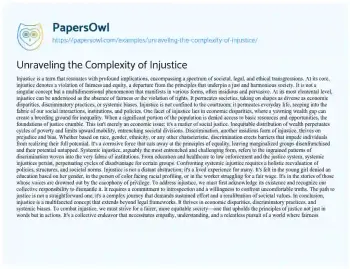 Essay on Unraveling the Complexity of Injustice