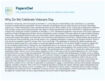 Essay on Why do we Celebrate Veterans Day