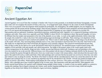 Essay on Ancient Egyptian Art