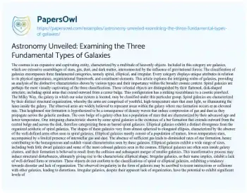 Essay on Astronomy Unveiled: Examining the Three Fundamental Types of Galaxies