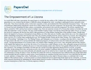 Essay on The Empowerment of La Llorona