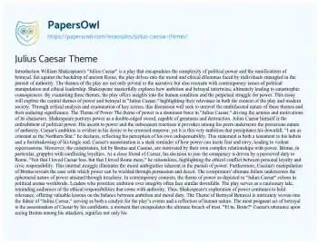 Essay on Julius Caesar Theme