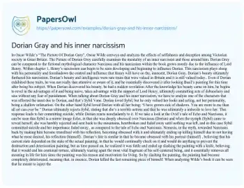 Essay on Dorian Gray and his Inner Narcissism