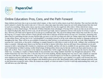 Essay on Online Education: Pros, Cons, and the Path Forward