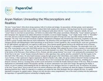 Essay on Aryan Nation: Unraveling the Misconceptions and Realities