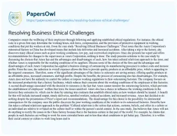 Essay on Resolving Business Ethical Challenges