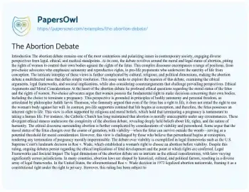 Essay on The Abortion Debate