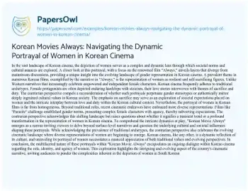 Essay on Korean Movies Always: Navigating the Dynamic Portrayal of Women in Korean Cinema