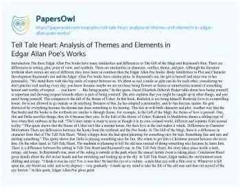 Essay on Tell Tale Heart: Analysis of Themes and Elements in Edgar Allan Poe’s Works