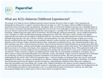 Essay on What are ACEs (Adverse Childhood Experiences)?