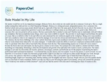 Essay on Role Model in my Life