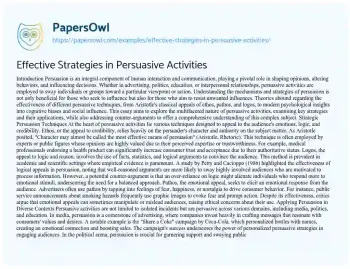 Essay on Effective Strategies in Persuasive Activities