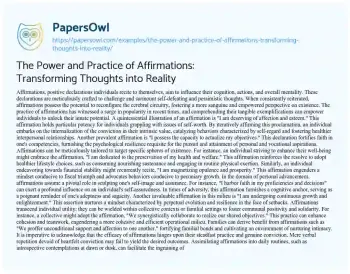 Essay on The Power and Practice of Affirmations: Transforming Thoughts into Reality