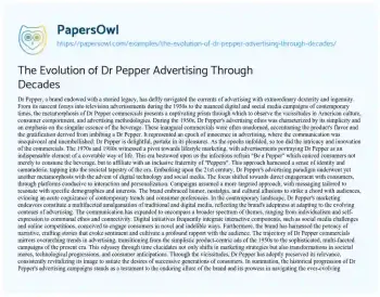 Essay on The Evolution of Dr Pepper Advertising through Decades