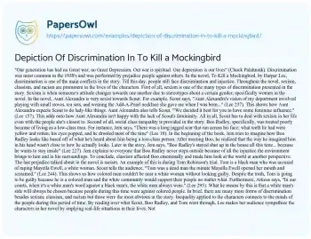 Essay on Depiction of Discrimination in to Kill a Mockingbird