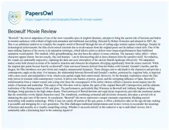 Essay on Beowulf Movie Review