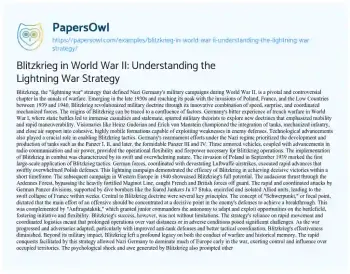 Essay on Blitzkrieg in World War II: Understanding the Lightning War Strategy