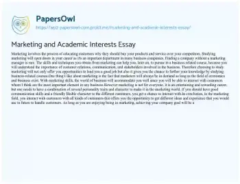 Essay on Marketing and Academic Interests Essay