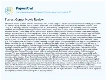 Essay on Forrest Gump: Movie Review