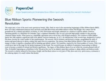 Essay on Blue Ribbon Sports: Pioneering the Swoosh Revolution