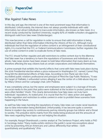 Essay on War against Fake News