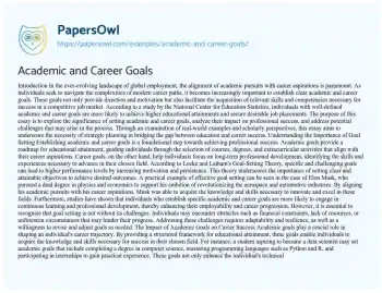 Essay on Academic and Career Goals