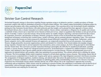 Essay on Stricter Gun Control Research