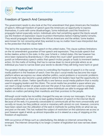 Essay on Freedom of Speech and Censorship