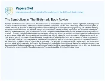 Essay on The Symbolism in ‘The Birthmark’ Book Review