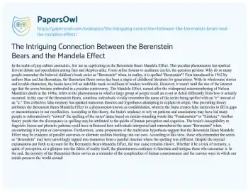 Essay on The Intriguing Connection between the Berenstein Bears and the Mandela Effect