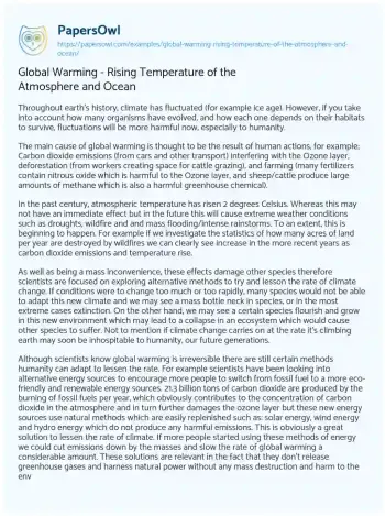 Essay on Global Warming – Rising Temperature of the Atmosphere and Ocean