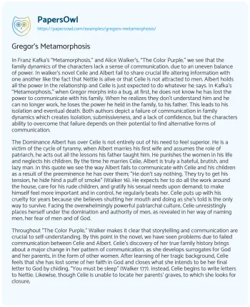 Essay on Gregor’s Metamorphosis