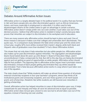 Essay on Debates Around Affirmative Action Issues