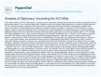 Essay on Shadows of Diplomacy: Unraveling the XYZ Affair