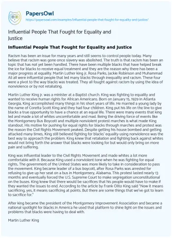 Essay on Influential People that Fought for Equality and Justice