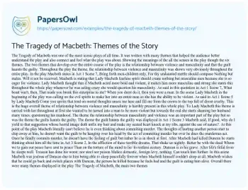 Essay on The Tragedy of Macbeth: Themes of the Story