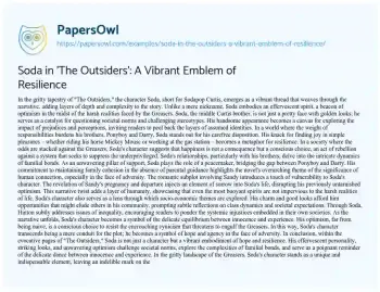 Essay on Soda in ‘The Outsiders’: a Vibrant Emblem of Resilience