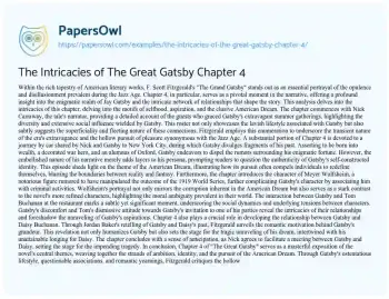 Essay on The Intricacies of the Great Gatsby Chapter 4