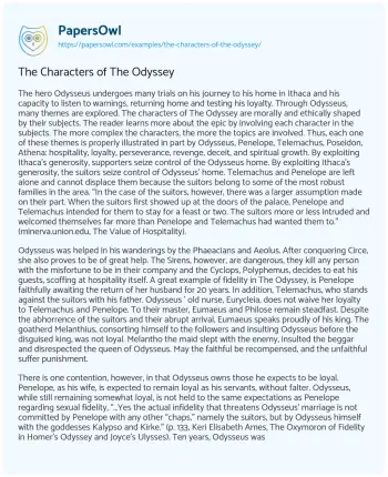 Essay on The Characters of the Odyssey