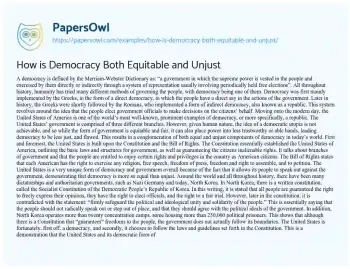 Essay on How is Democracy both Equitable and Unjust