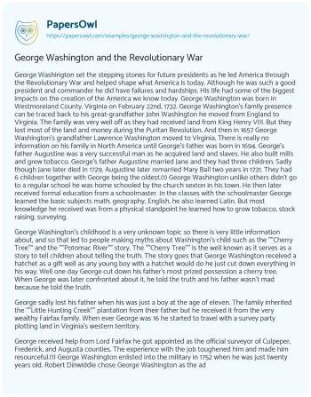 Essay on George Washington and the Revolutionary War