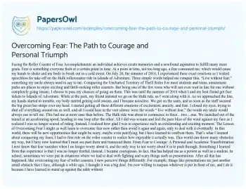 Essay on Overcoming Fear: the Path to Courage and Personal Triumph