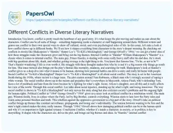 Essay on Different Conflicts in Diverse Literary Narratives