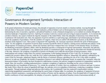 Essay on Governance Arrangement Symbols: Interaction of Powers in Modern Society