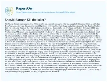 Essay on Should Batman Kill the Joker?