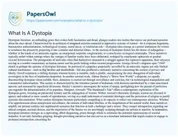 Essay on What is a Dystopia