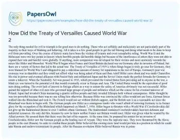 Essay on How did the Treaty of Versailles Caused World War 2