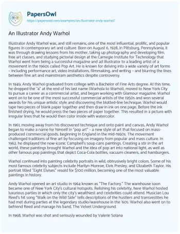 Essay on An Illustrator Andy Warhol