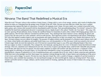 Essay on Nirvana: the Band that Redefined a Musical Era