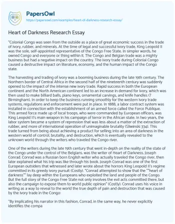 Essay on Heart of Darkness Research Essay